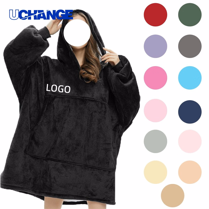 Wearable Oversized Flannel Blanket Hoodie for Cozy Lounging