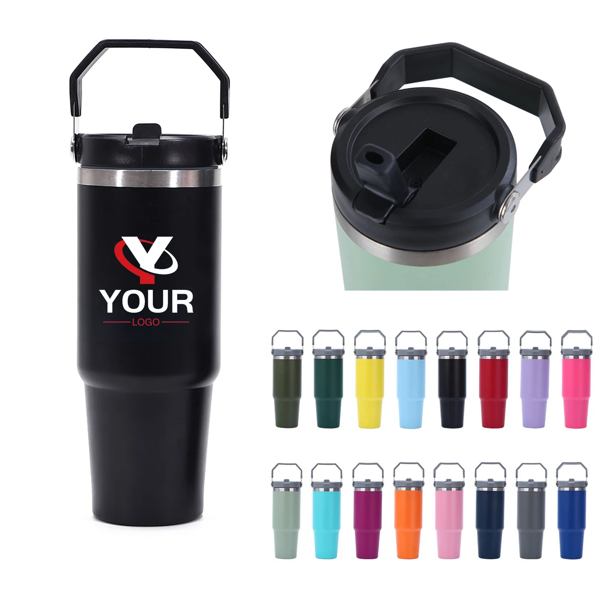 304 Stainless Steel Insulated Travel Tumbler with Handle 1