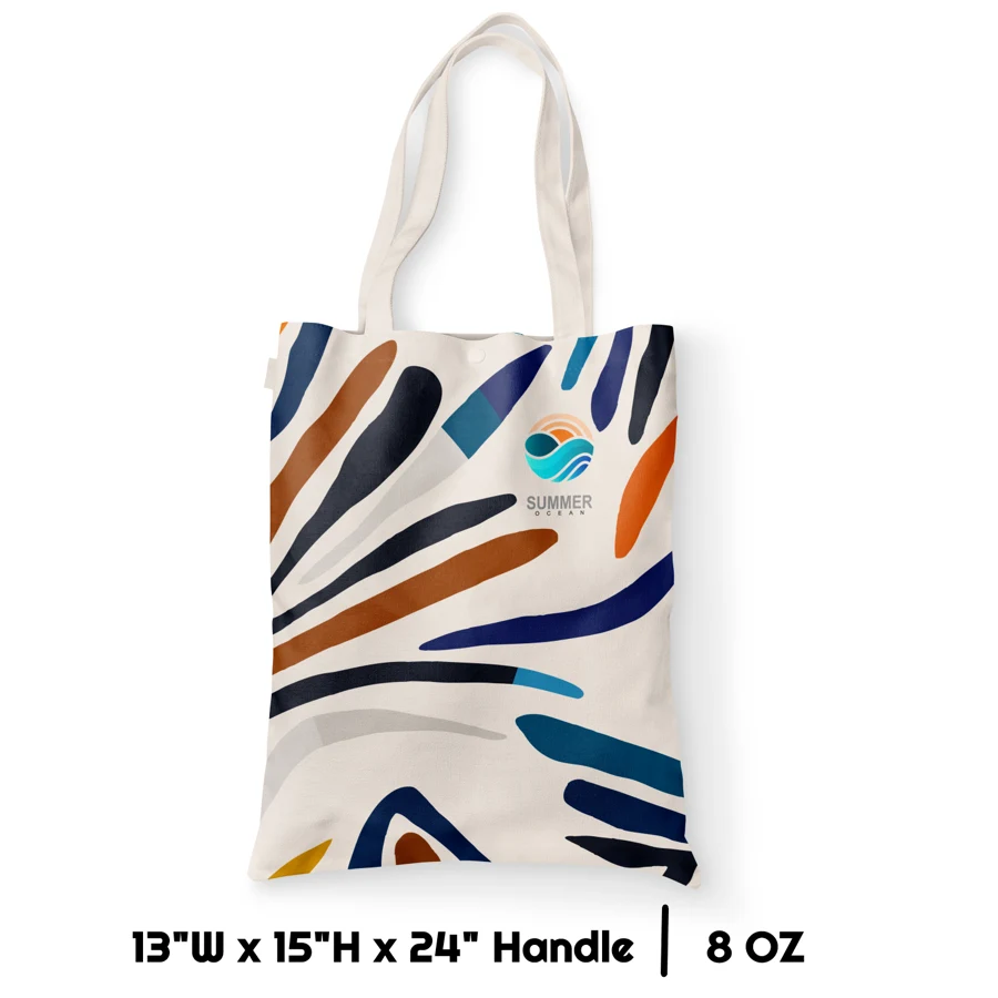 Sublimation 8 oz Poly Canvas Tote Bag - 13"W x 15"H x 1