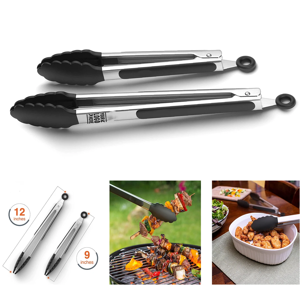 Cooking Kitchen Tongs with Silicone Tips 1