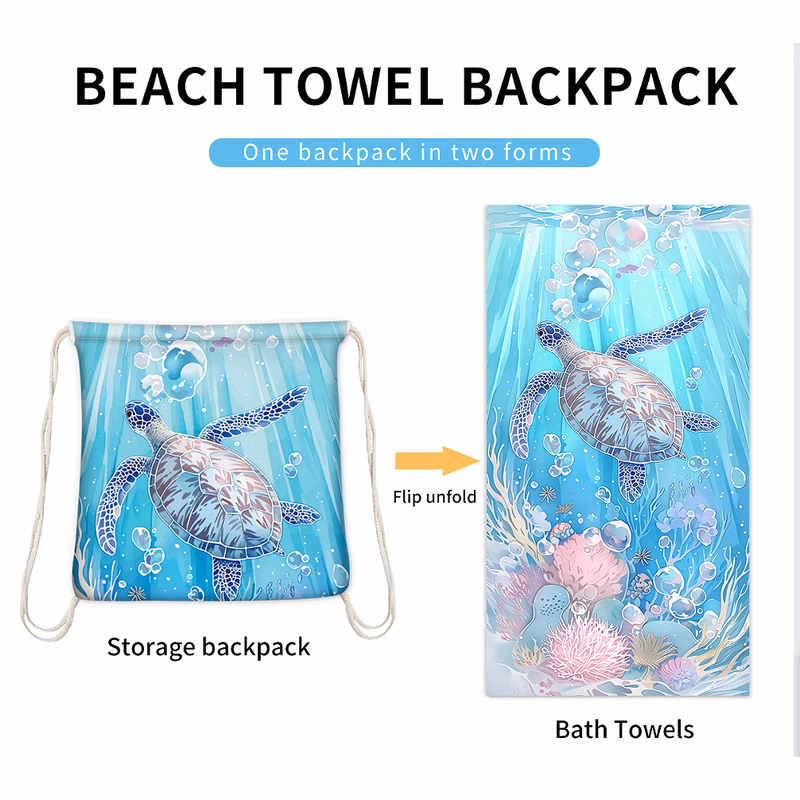 2-in-1 Convertible Beach Towel Backpack