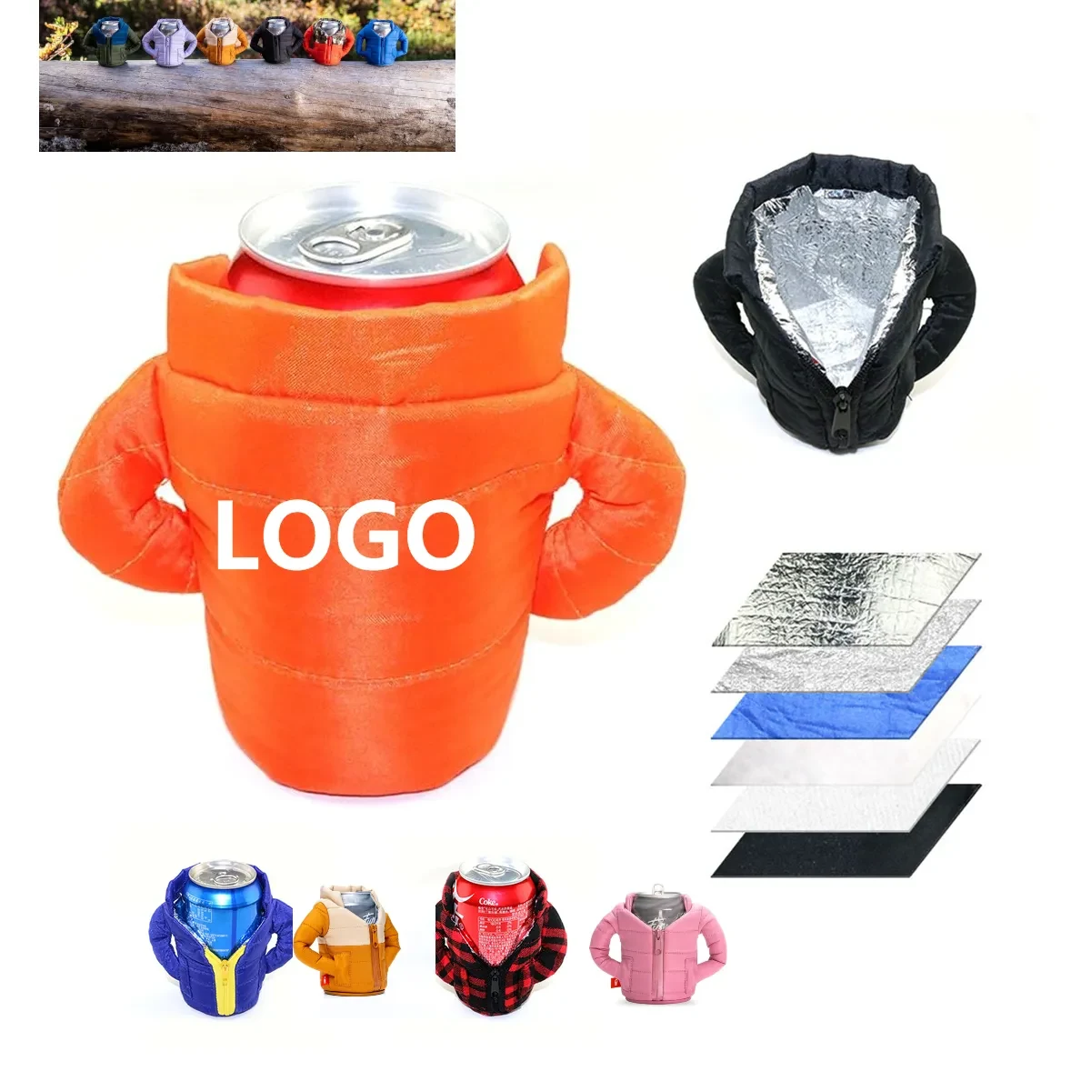 Beverage Can Coolers Beer Vest Jacket Cover, custom koozie with logo imprint 1