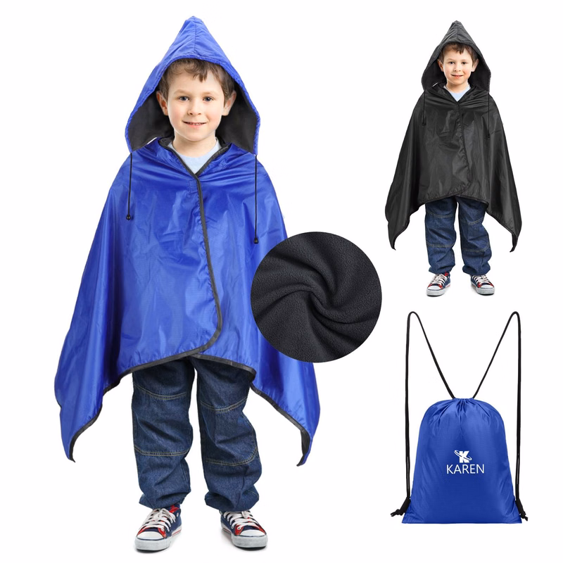 Multifunctional Fleece Hooded Stadium Blanket For Kids