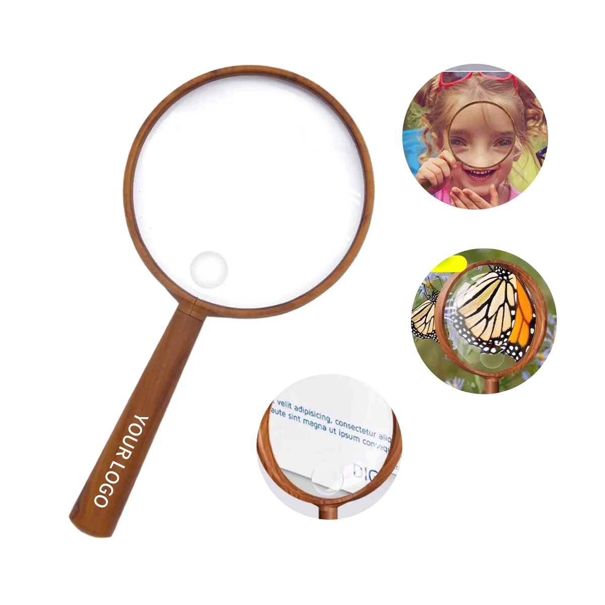 High-Magnification HD Magnifying Glass with Wood Grain 1
