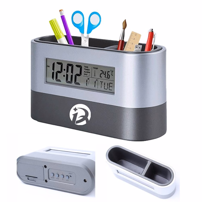 Multifunction Pen Holder W/ Clock, Calendar & Thermometer