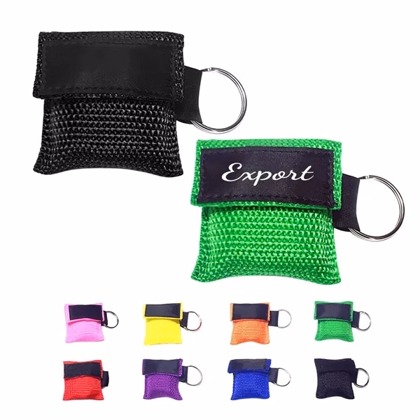 Custom 2 Inch Nylon CPR Face Shield with Keychain — First Aid Emergency Preparedness