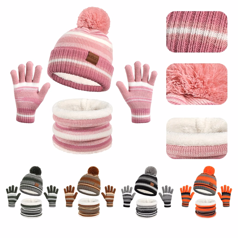 3 Pieces Winter Hat Scarf Glove Set for Kids
