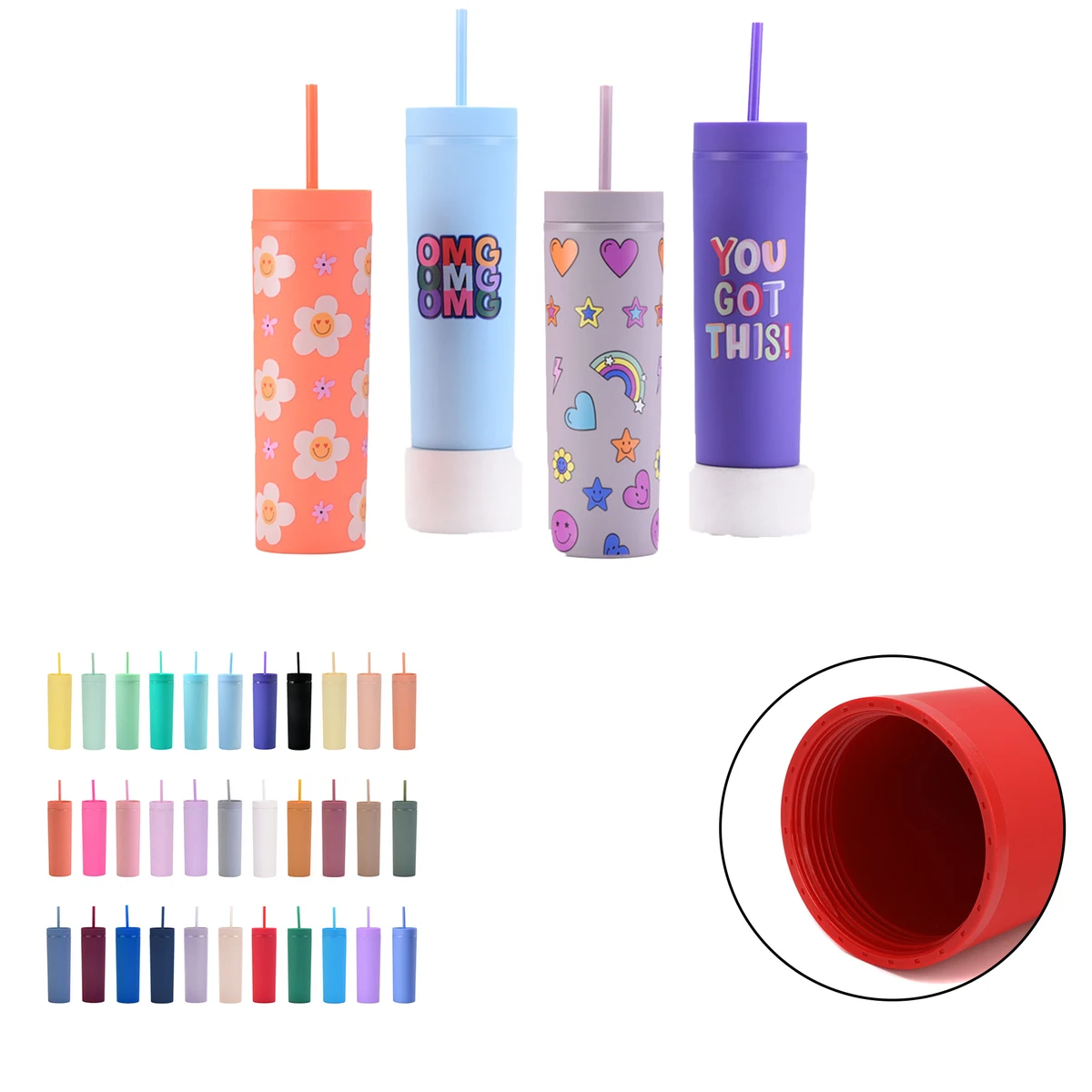 16oz Sanded Straight-Body Straw Water Bottle 1