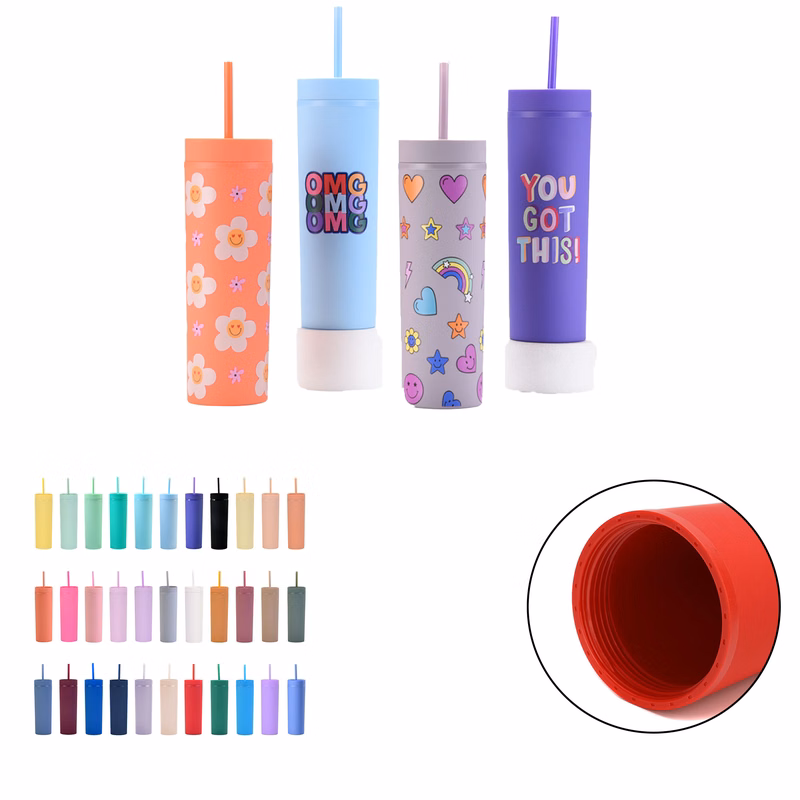 16oz Sanded Straight-Body Straw Water Bottle