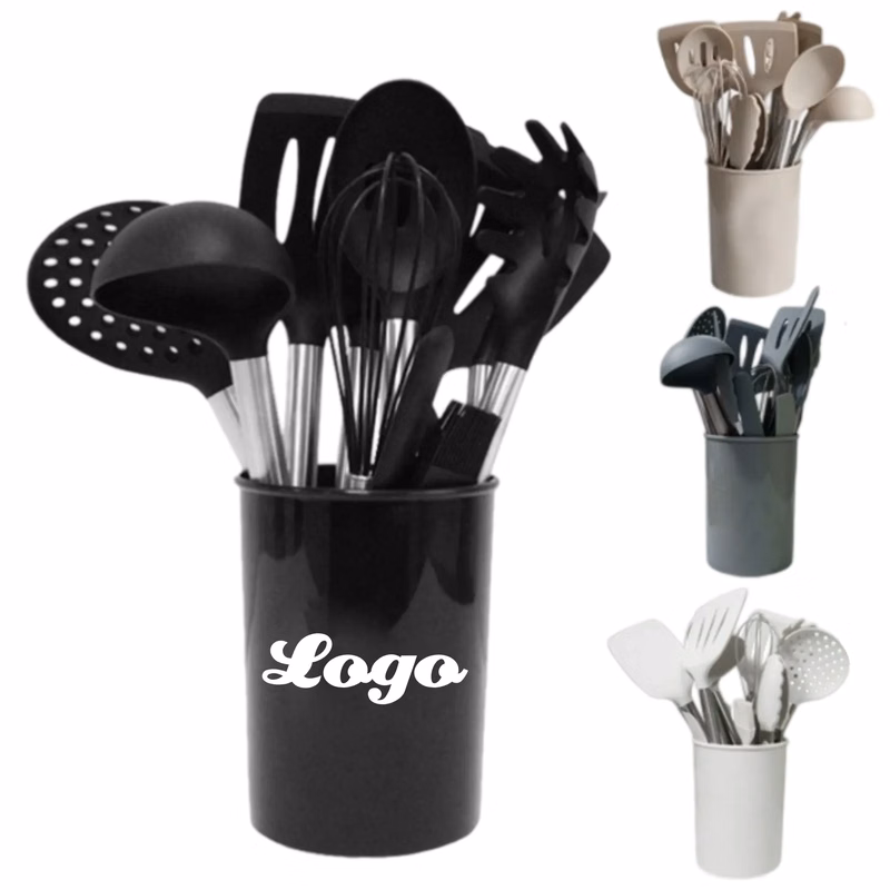 14-Piece Silicone Cooking Stainless Steel Handle Kitchen Set