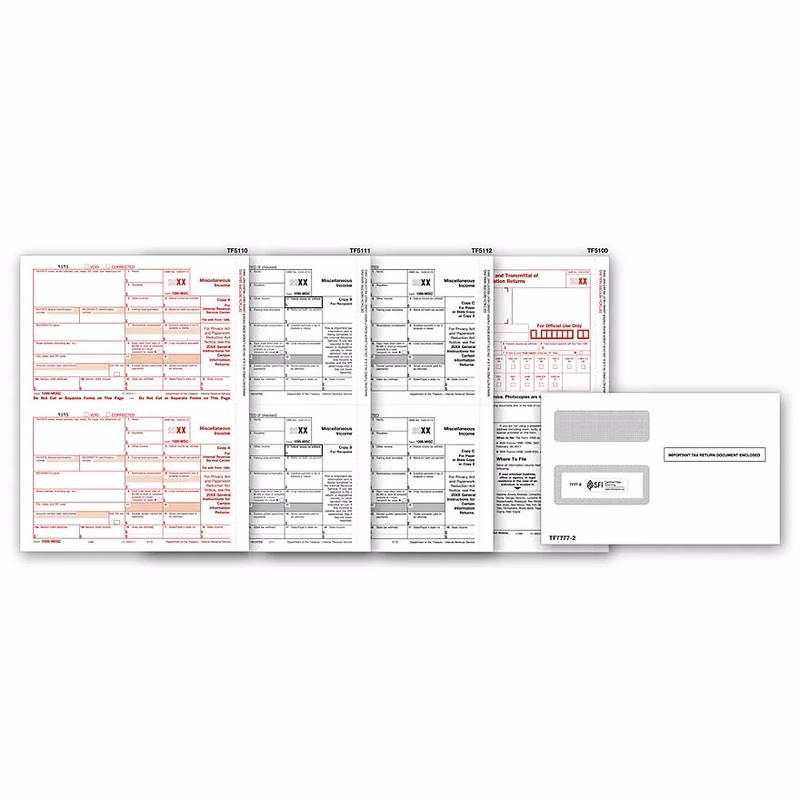 1099-MISC Income Forms & Envelopes Kit, 3-Part - 50 sets/pk
