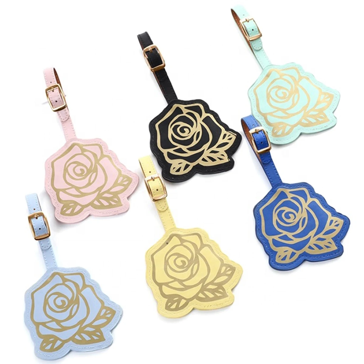 Rose Shape PU Luggage Tag Travel Airline Suitcase Name Tags 1