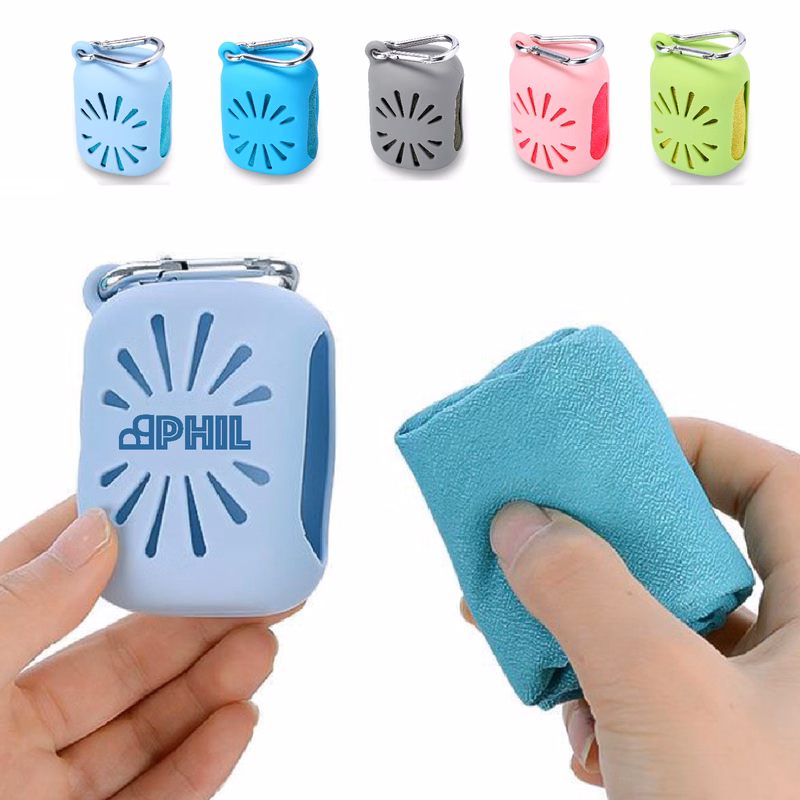 Microfiber Sports Cooling Towel w/ Silicone Case
