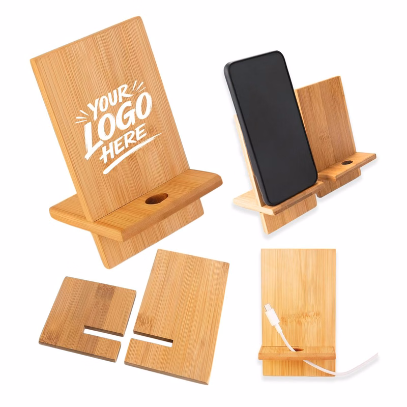 Natural Bamboo Mobile Stand Foldable Desk Holder
