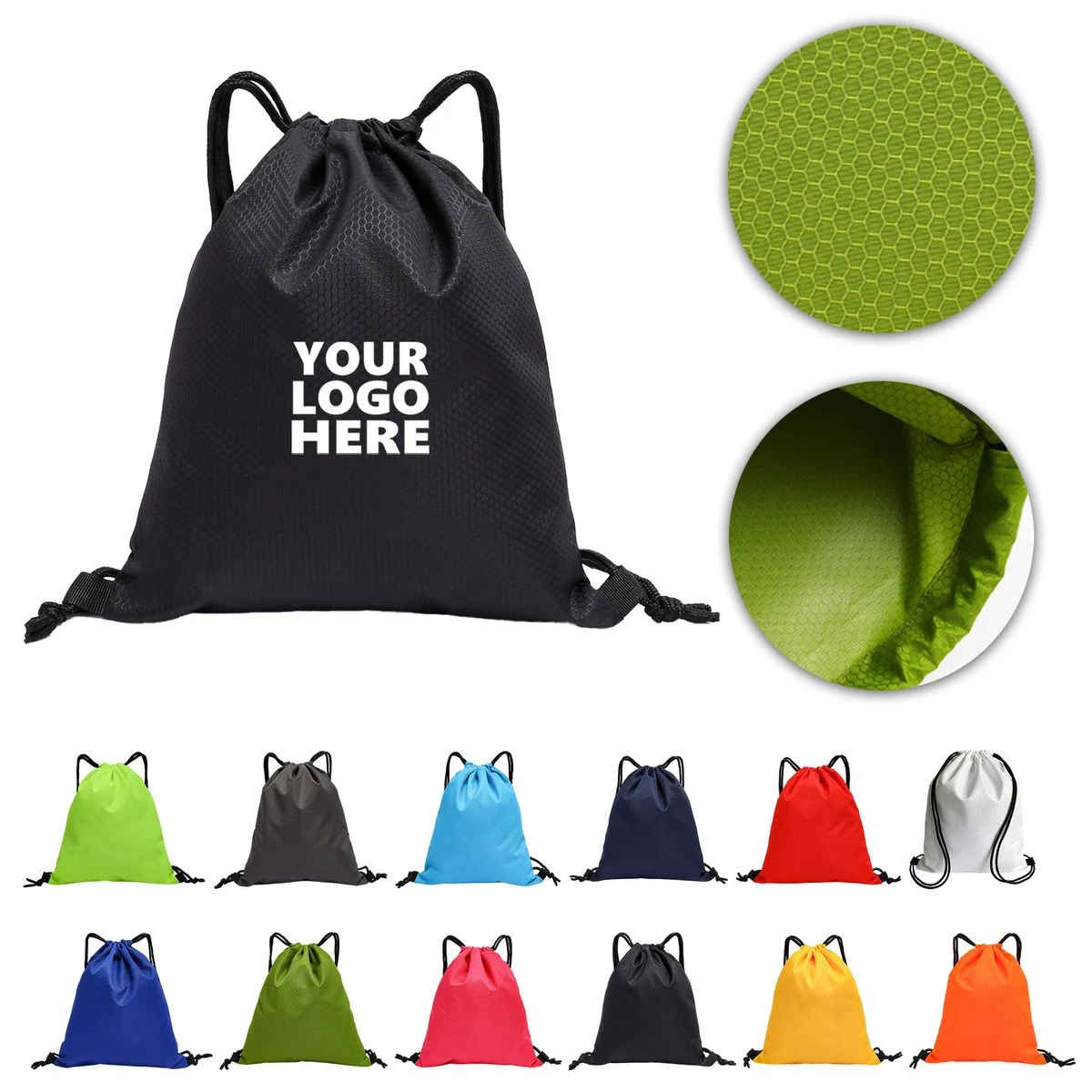 MOQ50 Soccer Pattern Waterproof Drawstring Backpack 1