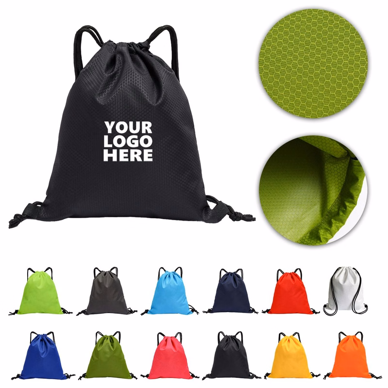 MOQ50 Soccer Pattern Waterproof Drawstring Backpack
