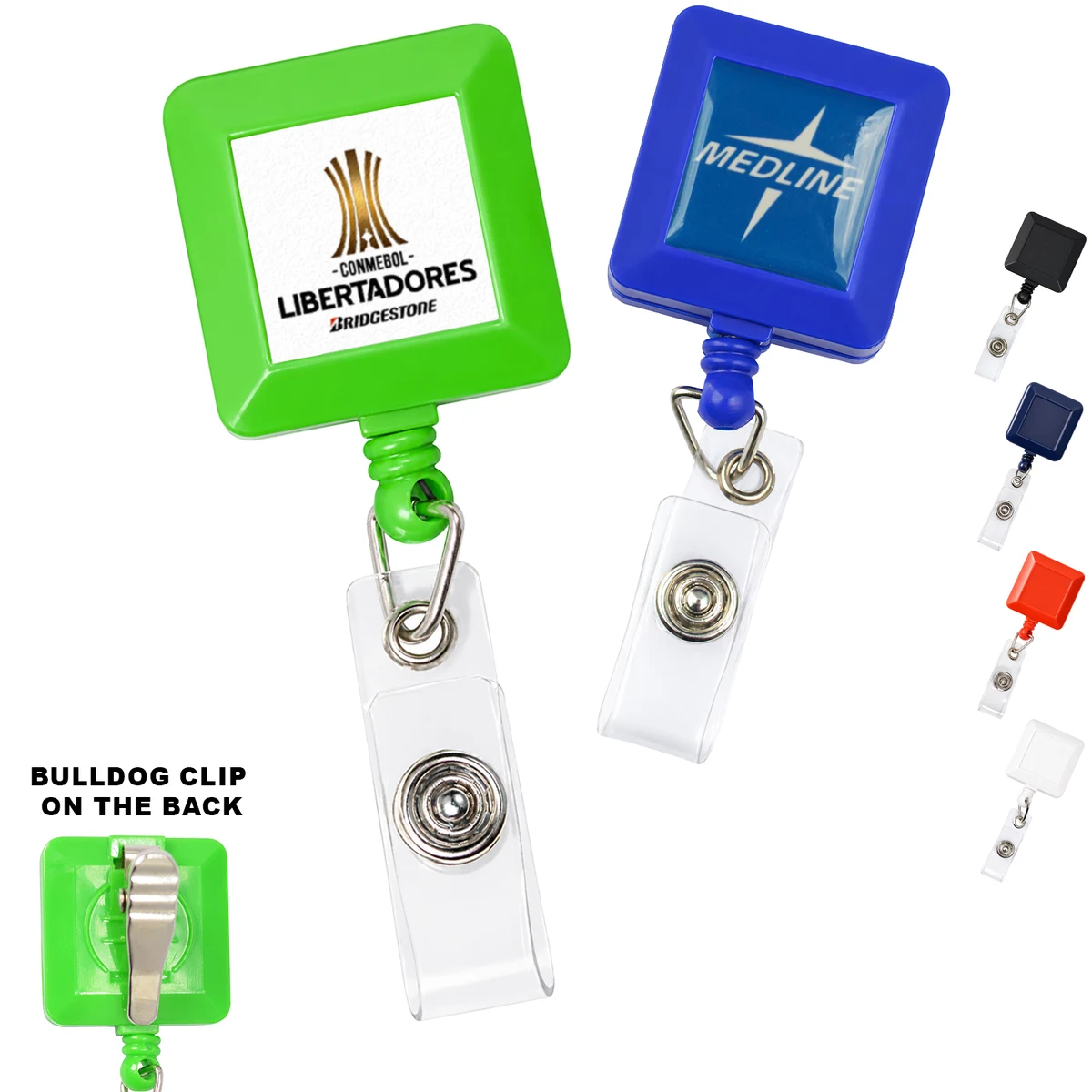 Square Retractable Badge Reel w/ Bulldog clip 1