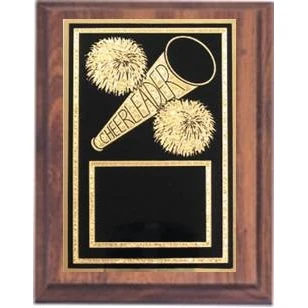 6" x 8" Cherry Finish Plaque with a Cheerleading Plate 1