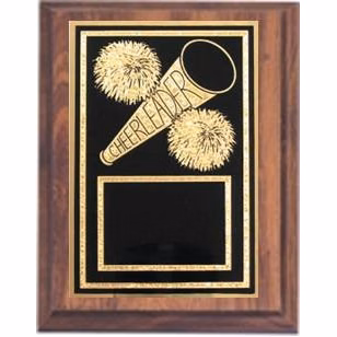 6" x 8" Cherry Finish Plaque with a Cheerleading Plate
