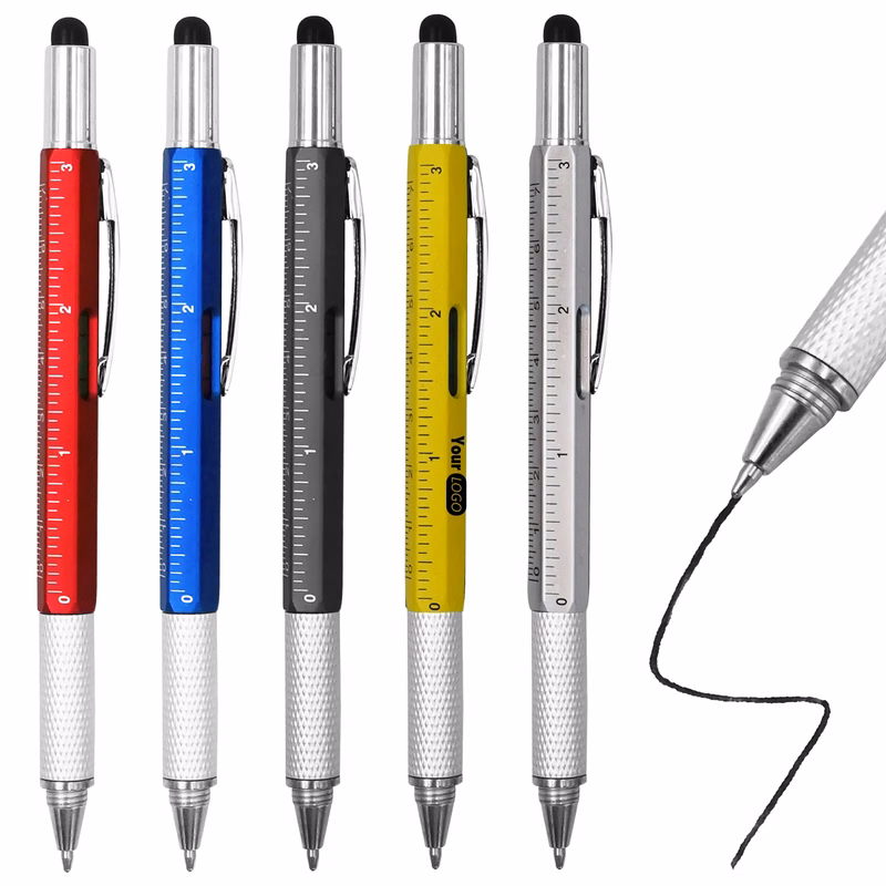 Metal Multi-word 6 in 1 Multi Function Tool Ballpoint Pen