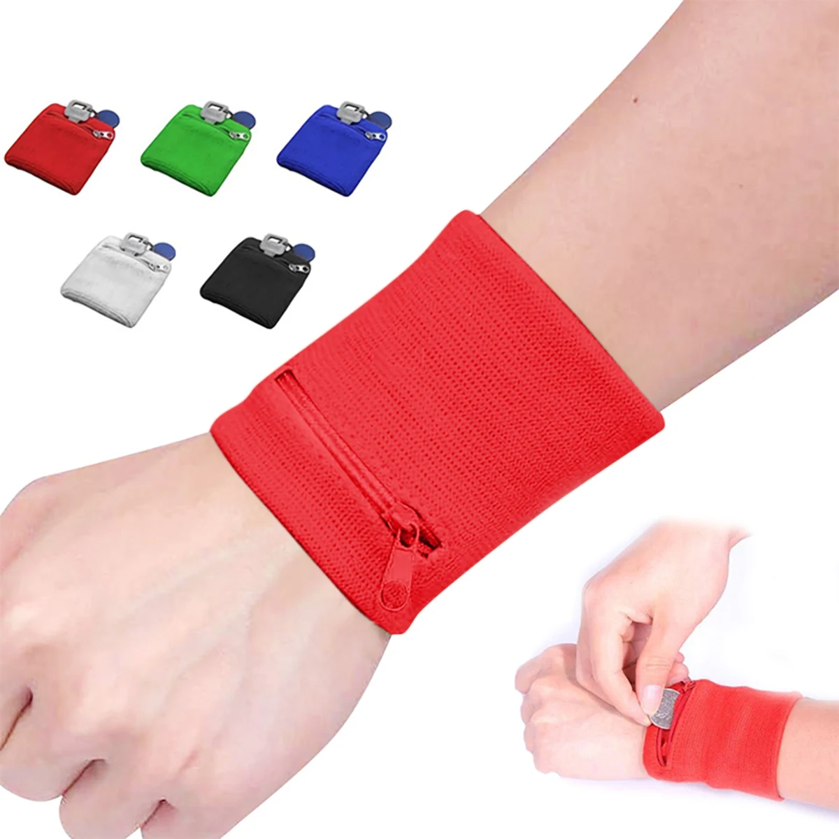 Terry Cotton Wristband w/Zipper Pocket 1