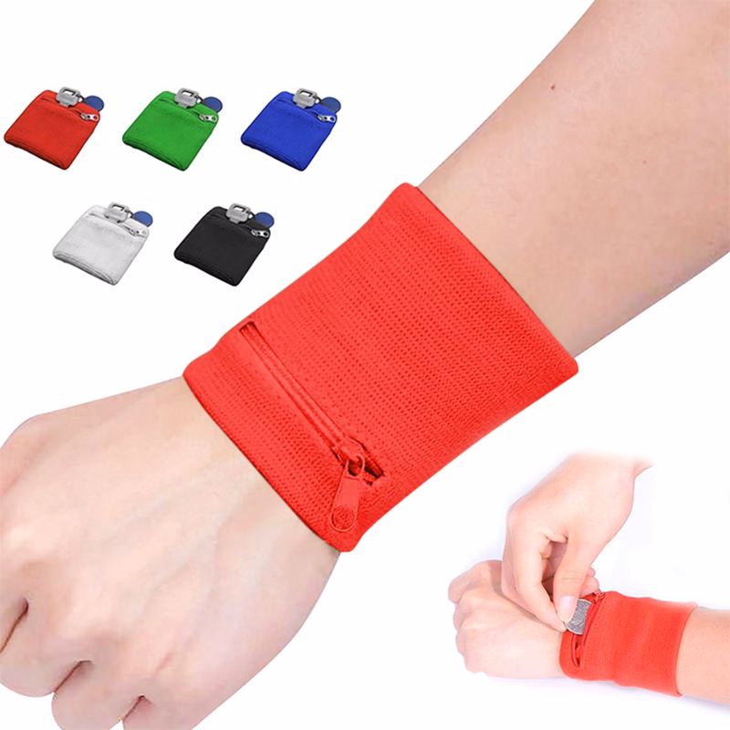 Terry Cotton Wristband w/Zipper Pocket