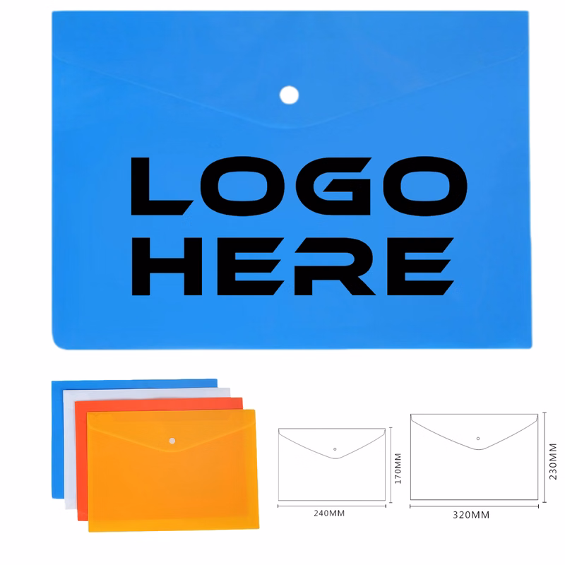 A4 Envelope Snap Button Transparent Pastic File Folder Bag