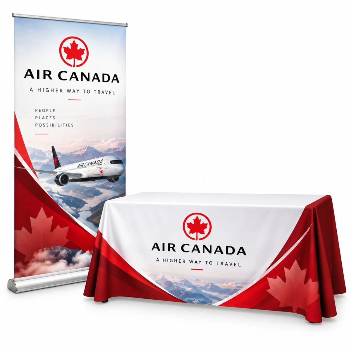 24Hr Express Ship Deluxe Tradeshow Package, Deluxe Retractable Banner+ Premium Sublimated tablecloth 1