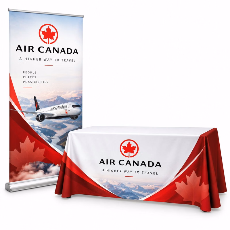 48Hr Quick Ship -Deluxe Tradeshow Package, Deluxe Retractable Banner + Premium Sublimated tablecloth