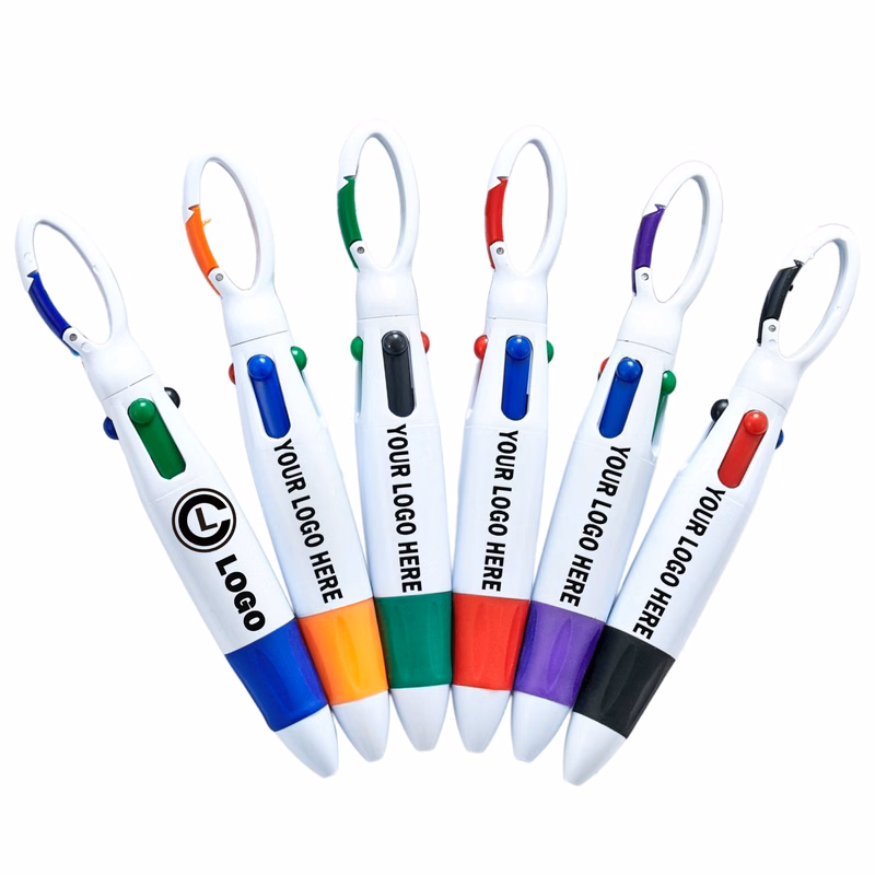 4-in-1 Retractable Shuttle Pen w/ Carabiner Clip