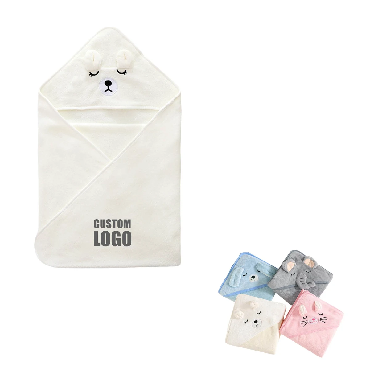 MOQ 10 pcs Cartoon Hooded Kids Bath Towel 1