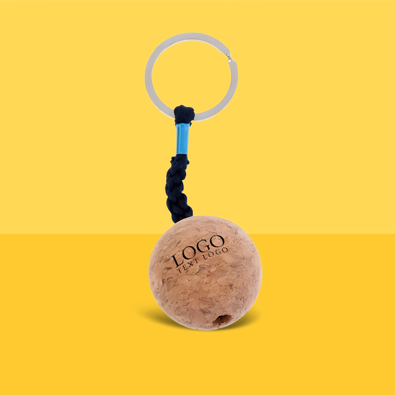 Floating Wood Cork Ball Keychain