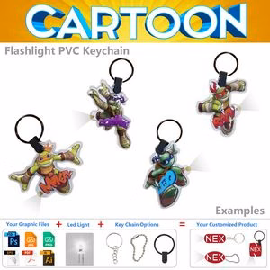 Custom Cartoon Themed Keychain LED Flashlight
