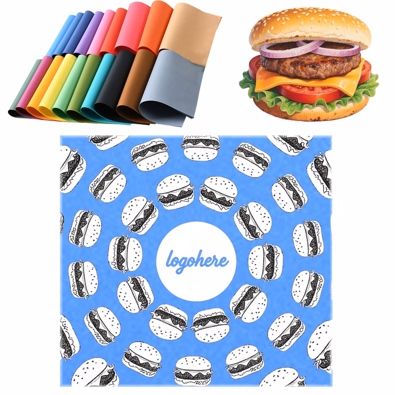 Colored 7x7 Inch Printed Burger Paper