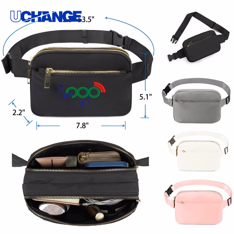 Solid Color Multi-Pocket Waist Bag Organizer