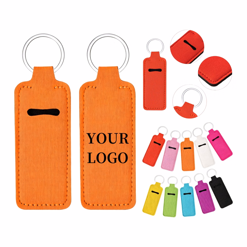 Neoprene Lipstick Sleeve with Keychain Ring