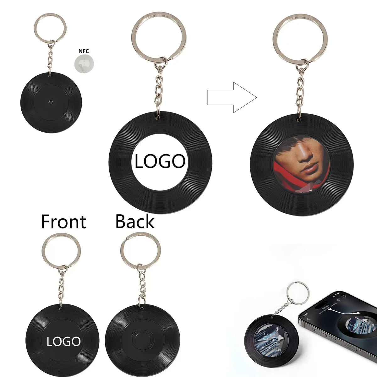 Custom Photo NFC Vinyl Keyring 1