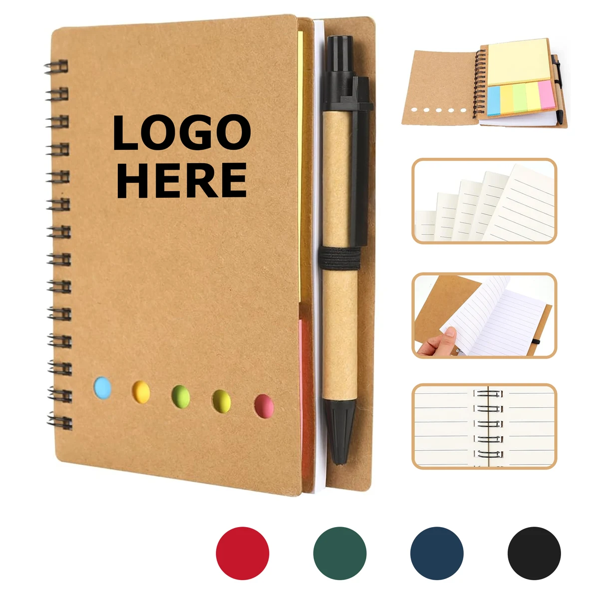Kraft Paper Notebook With Sticky Notes And 1 Pen 1