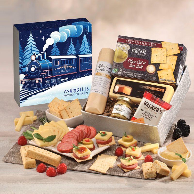 Shelf Stable Snack Lover's Gift Box with Holiday Train Sleeve
