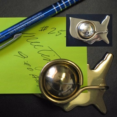 BRASS US MAP SHAPED MEMO HOLDER