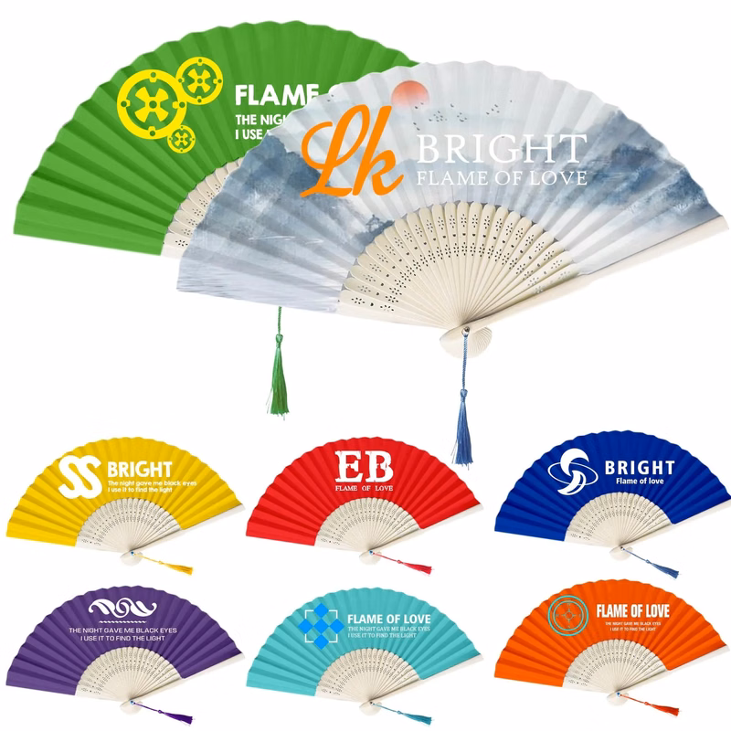 Full-color Polyester Folding Bamboo Hand Fan