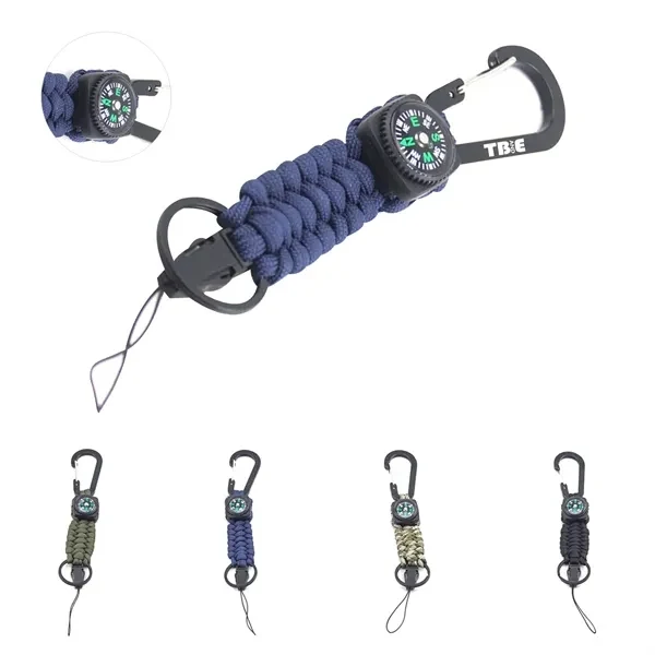 Custom Hand Braided Paracord Keychain with Integrated Compass — Outdoor Adventure Gift 1
