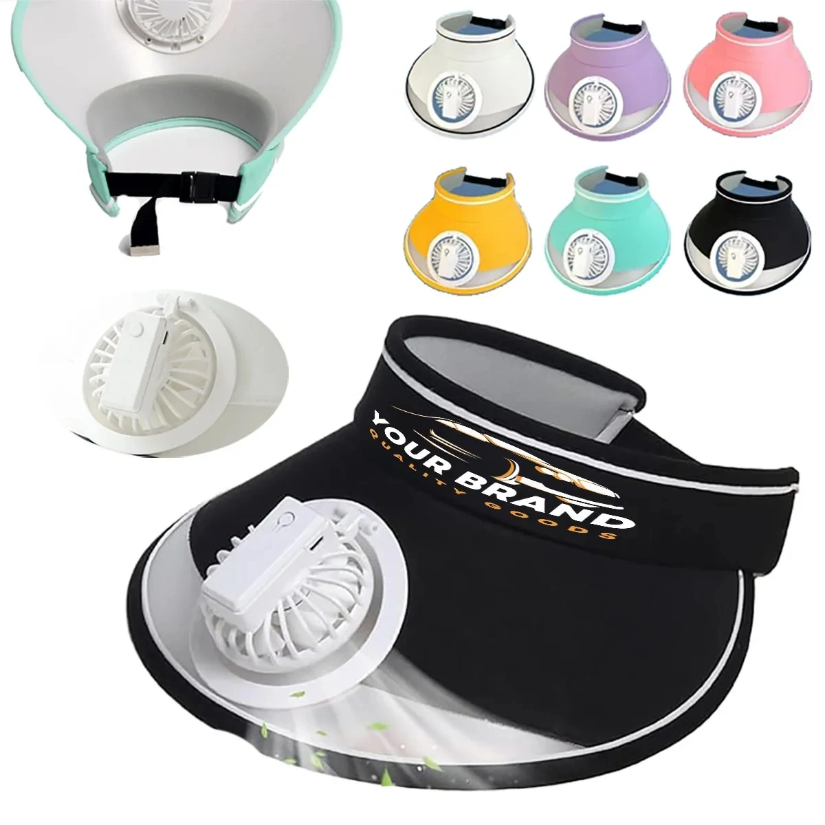 Sun Visor Hat with Fan Adjustable Head Circumference Cap 1