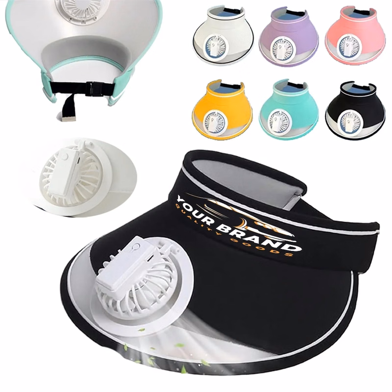 Sun Visor Hat with Fan Adjustable Head Circumference Cap