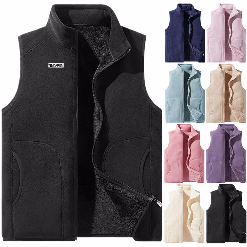 Fall Winter Womens Fleece Stand Collar Warm Vest