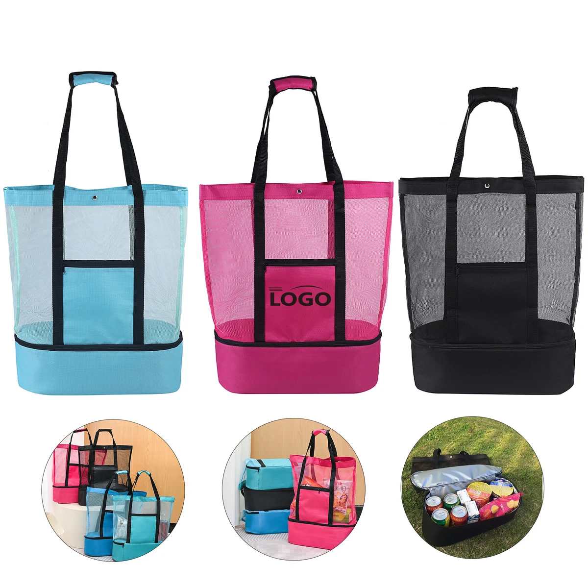 Large Daily Tote Beach Bags With Insulated Cooler 1