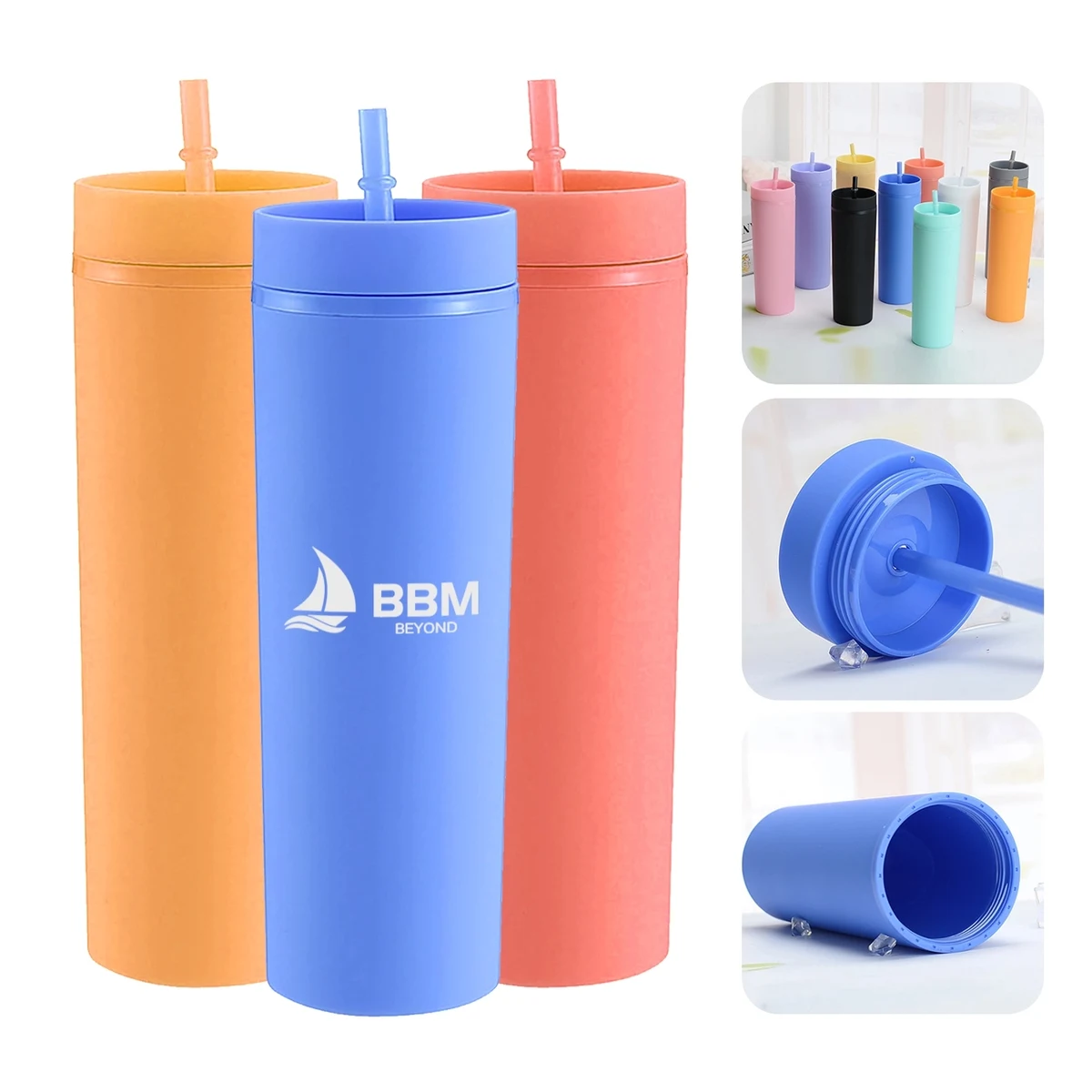 16Oz Double Layer Plastic Sports Straw Cup 1