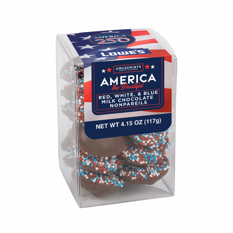 America 250- Short Acetate-Patriotic Milk Chocolate Nonpareils