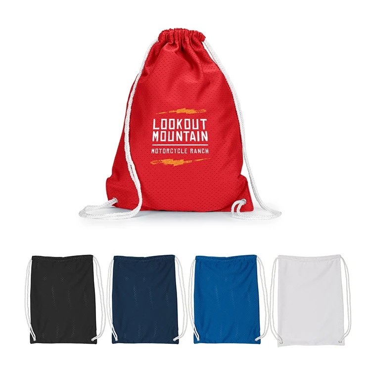 100% Polyester Jersey Mesh Drawstring Backpack 1
