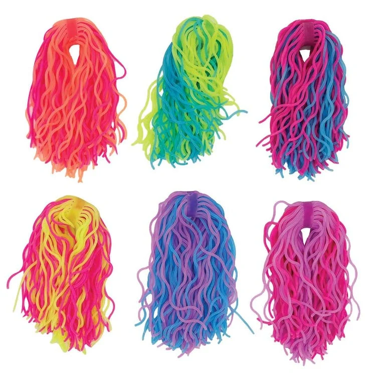 Hairy Noodle Fidget Toys - Assorted Neon Colors 12" 1